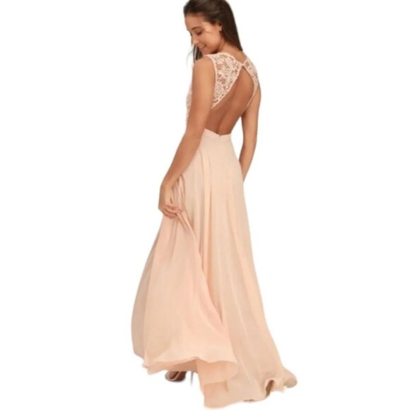 Lulu's Do Re Mi Blush Lace Backless Dress size XS Altered - Picture 1 of 16